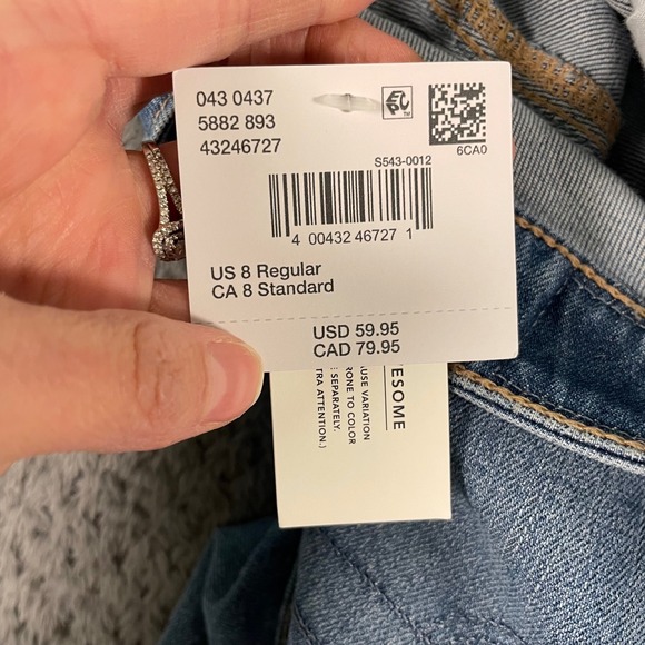 NWT American Eagle Women's Jeans Low-Rise Baggy Wide Leg Size 8R Distressed - Picture 6 of 13